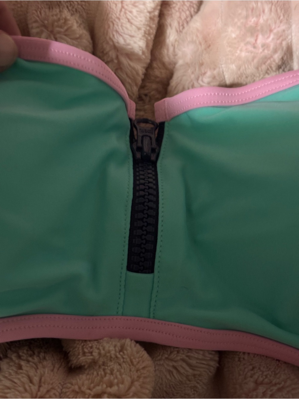 Aerie Colorblock Bandeau Bikini Set Aqua Mint Pink Trim Size Large NWOT - Picture 7 of 9